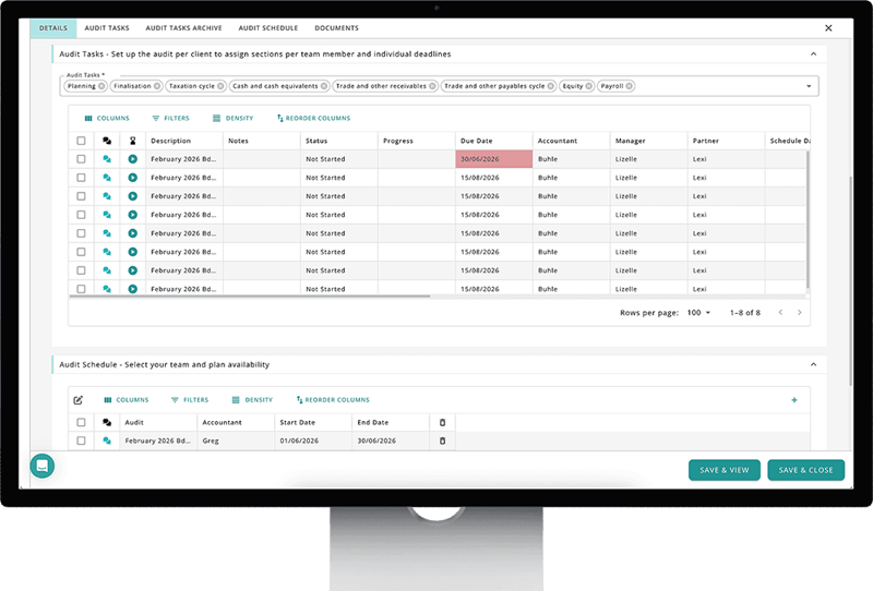 The Audit task dashboard in DataGrows depicting an easy way to manage an audit