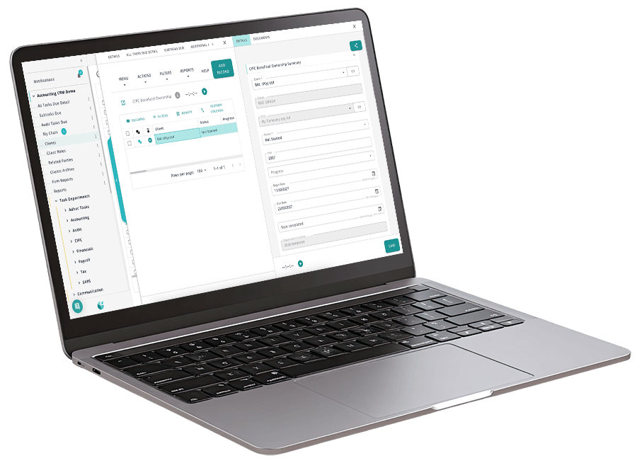 A view of the DataGrows interface from a laptop